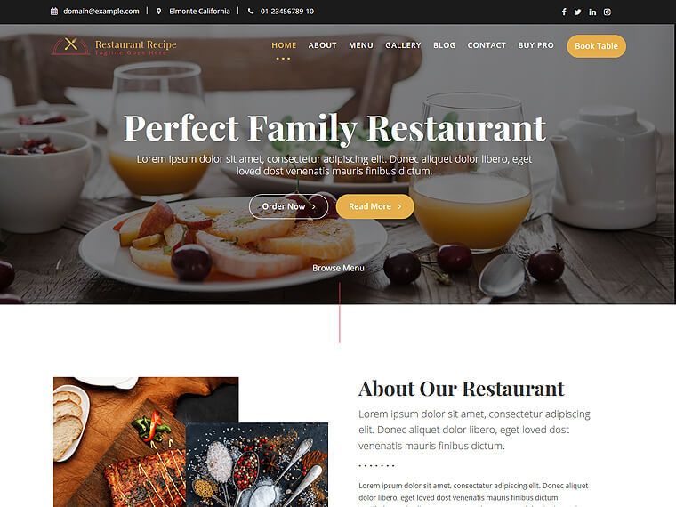 Restaurant Recipe - Restaurant and Cafe Free WordPress Theme ...