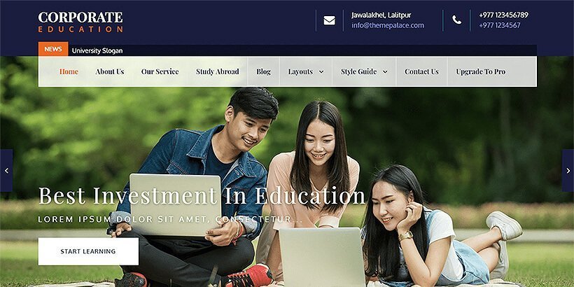 corporate free education wordpress themes