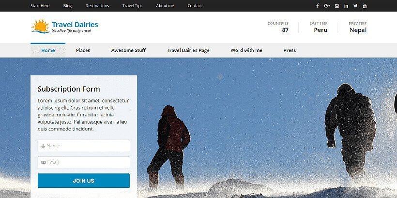 traveldiaries free wordpress travel themes