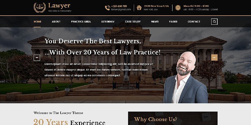 vwlawyer free lawyer wordpress themes