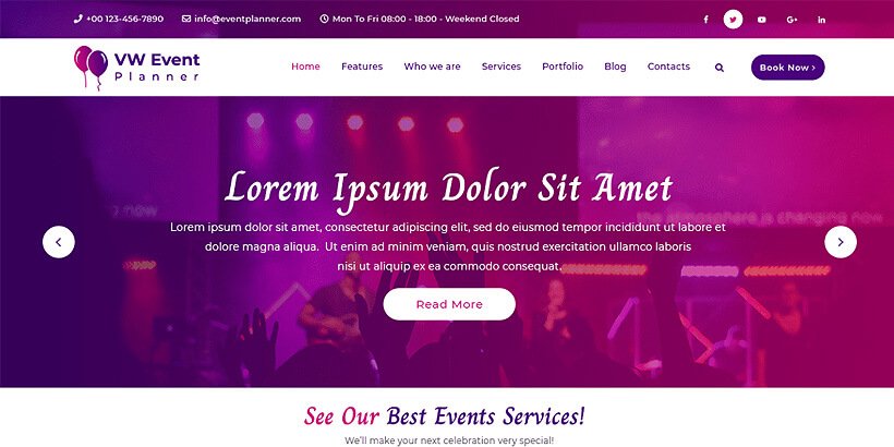 vwevent free event wordpress themes