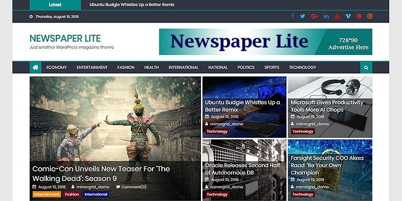 newspaperlite free magazine wordpress themes