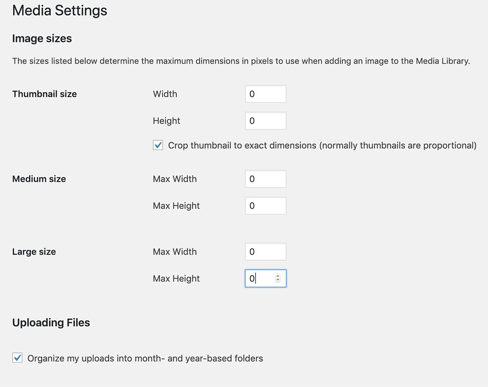 WordPress Media Setting