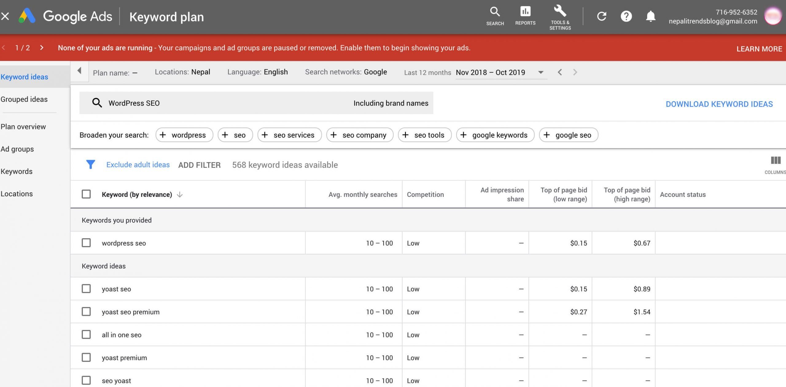 Google Keyword Planner