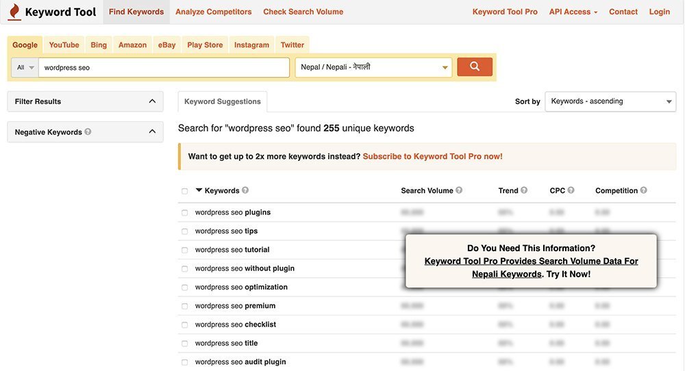 keyword tool