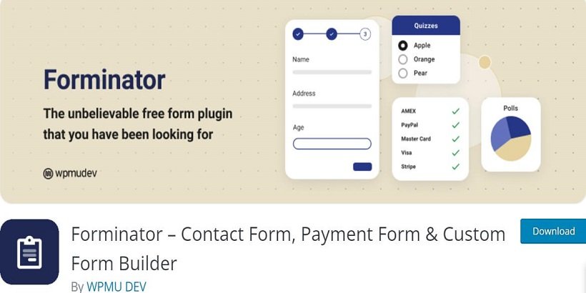 Forminator – Contact-Form-Payment-Form-&-Custom-Form-Builder-best-free-contact-form-plugins